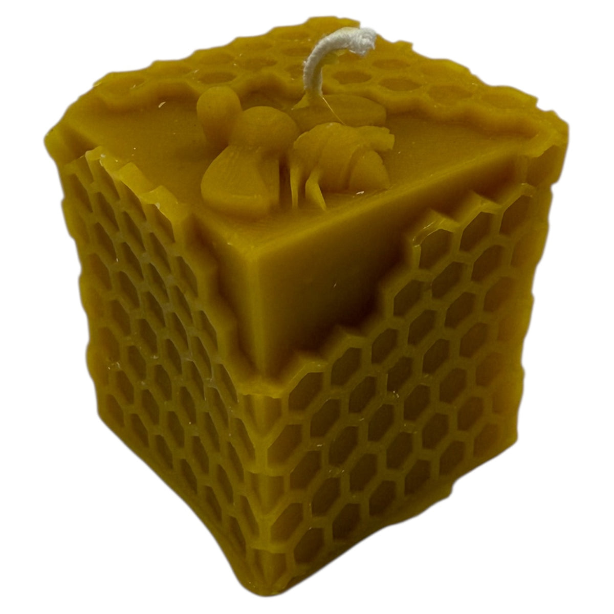 Chandelle Cube en cire d’abeille naturelle avec motif alvéoles
