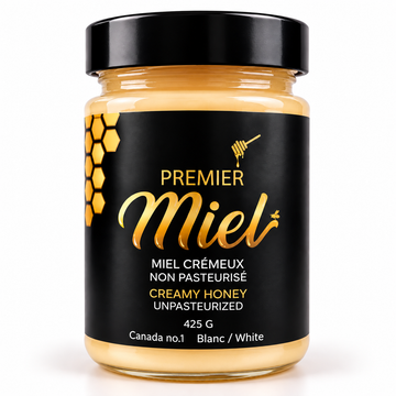 Pot de miel crémeux québécois 425 g – Premier Miel