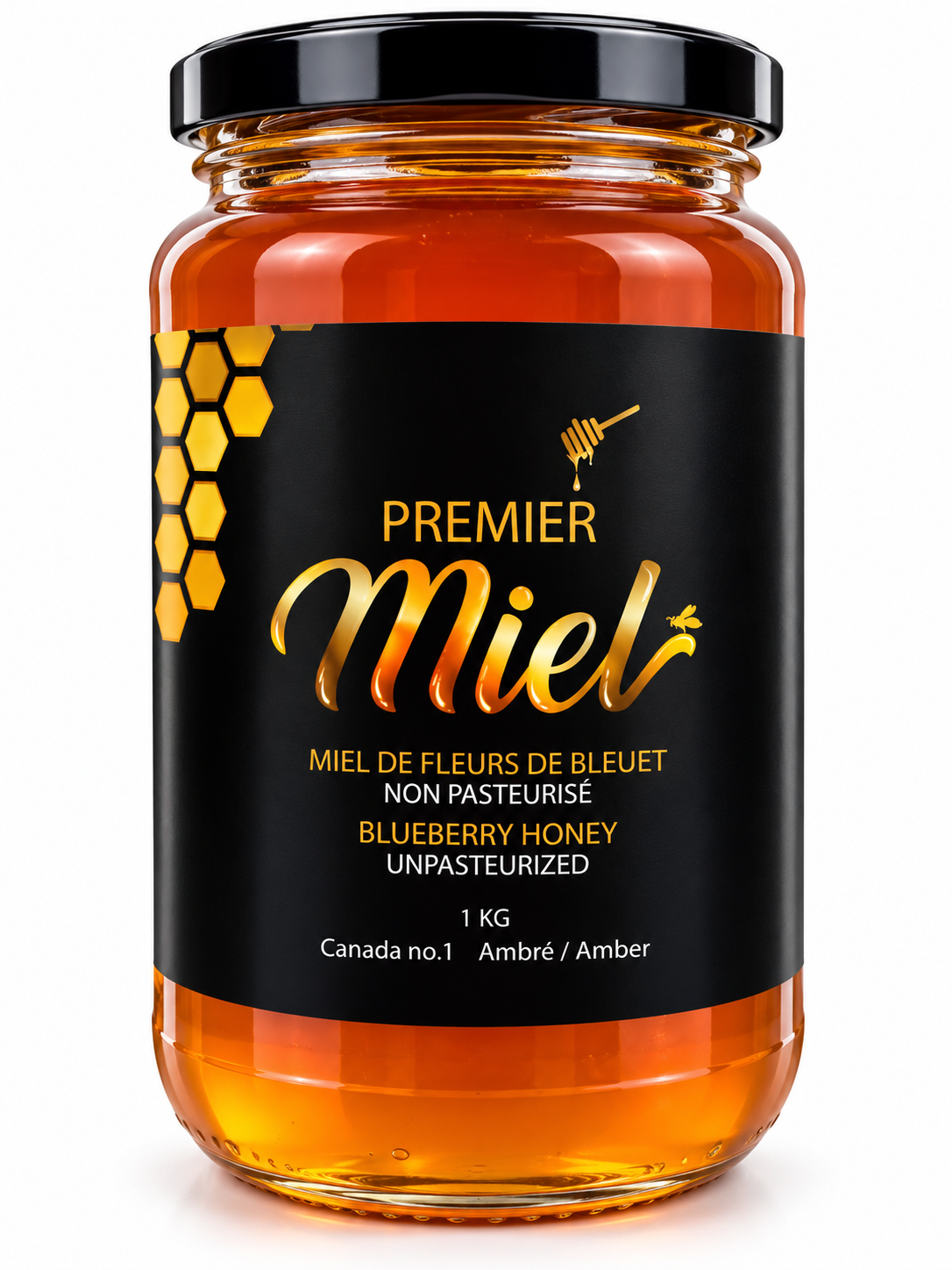Pot de miel de fleurs de bleuet québécois 425 g – Premier Miel