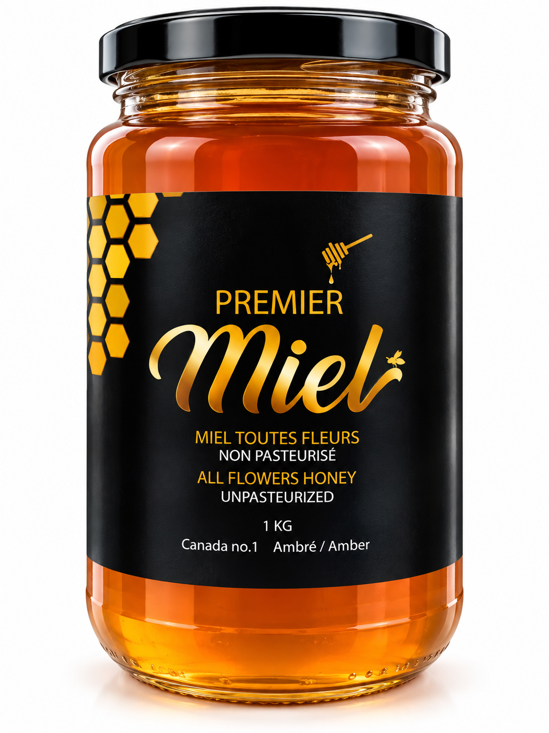 Pot de miel toutes fleurs québécois 1 kilo – Premier Miel